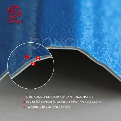 China Anti Load 1130mm Plastic ASA PVC Roof Tile Rain Protection For Sheds for sale