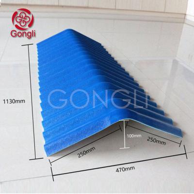China Blue 560mm UPVC Ridge Tile Roof Gutter Accessories Corrosion Resistant for sale