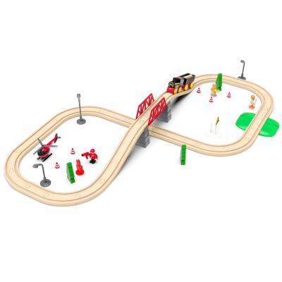 China Factory Direct Wholesale Price STEM Learning Educational Coding Toy Wooden Train Track Slot Toy for sale