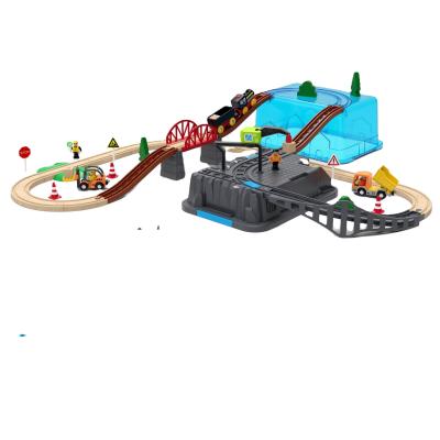 China New shape Hot sale bridge train track toy Wooden overpass train track toy Wooden track toy for sale