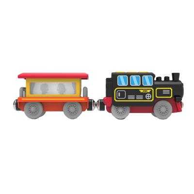 China Hot Selling Educational Children Racing Rail Car Wood Slot Train Railway Toys Kid Diy Wooden Track Train for sale
