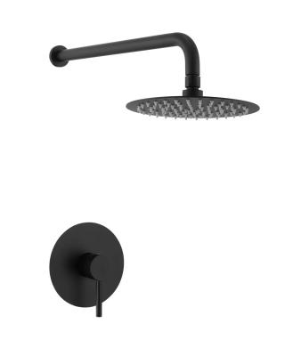 China Wall Mount 2CM Pipe Black Shower Faucet Set Hotel Bathroom Use for sale