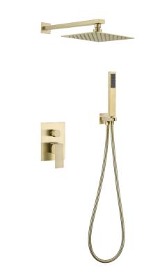 China 8 Inch 0.6MPA Shower Faucet Set Wall Mounted Brushed Golden Color for bathroom for sale