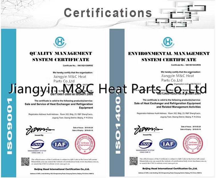 ISO9001 - Jiangyin M&C Heat Parts Co.,Ltd