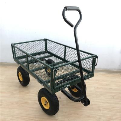 China Heavy Duty 50L Garden Mesh Cart  Yard Steel Mesh Wagon Outdoor With 4 Wheels for sale