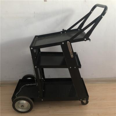 China Black Iron 3 Tiers Mig Welder Cart Rolling Welding Cart With Drawers Tank Storage for sale