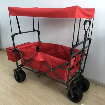 China PVC Fabric Large Collapsible Wagon Utility Portable Beach Wagon With Cover Red for sale