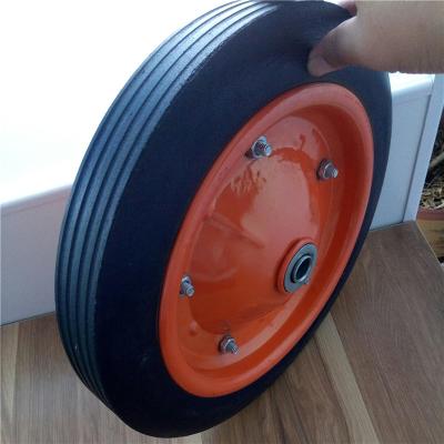 China 31cm 13 Inch Solid Rubber Tires Colorful Rim Solid Rubber Wheelbarrow Tire For Hand Truck for sale