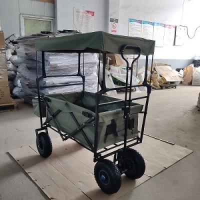 China 87cm Beach Folding Wagon With Canopy 106cm Folding Beach Trolley 600D Oxford Fabric for sale