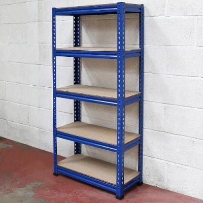 China Boltless 5 Tier Metal Shelf Home Storage Unit Blue for sale