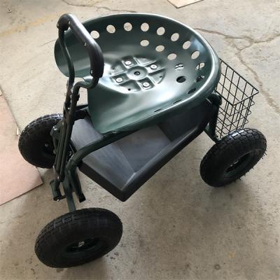 China Utility Garden Rolling Work Seat Steerable Rolling Garden Seat Four Wheels for sale