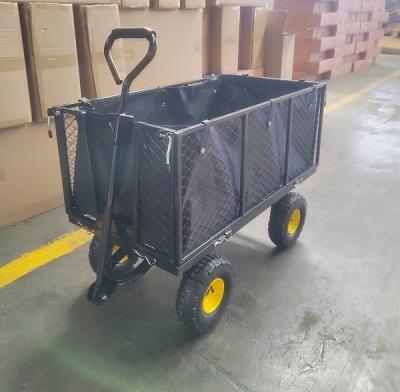China Extra Large Garden Mesh Cart Steel Trolley Heavy Duty Utility Garden Cart for sale