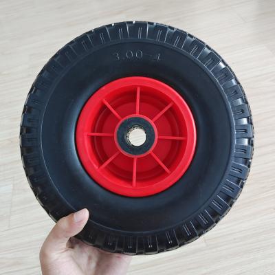 중국 300-4 레드 림 고무 바퀴 10인치 타이어 가든 카트 외바퀴 손수레 공압 바퀴 판매용