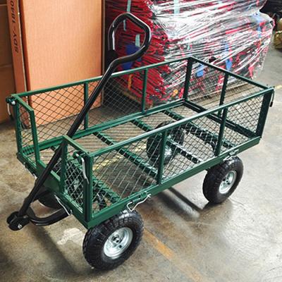 China 75L Garden Mesh Cart Heavy Duty Metal Mesh Garden Cart 350-4 Air Wheel for sale