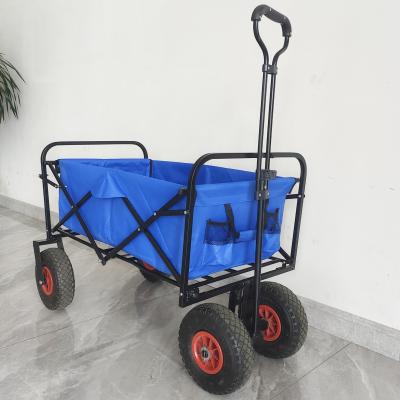 China Stainless Steel Frame Collapsible Folding Wagon Pneumatic Tire Wheels Portable Garden Cart for sale