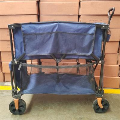 China Double Decker Collapsible Handle Folding Trolley Cart Large Load Capacity for sale