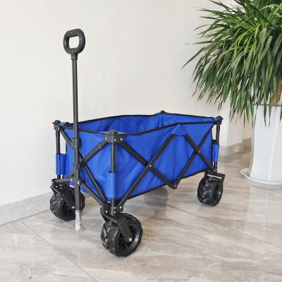 China Camping Large Space Folding Beach Wagon Cart with Adjustable Handle Wide Wheels for sale