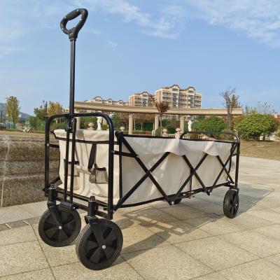 中国 White Extended Four Wheel Camping Garden Folding Cart Hold Folding Table PVC Wheel 販売のため