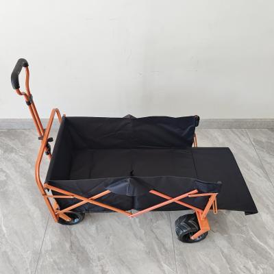 China Rear Opening Folding Shopping Cart Trolley Beach Camping Folding Cart PU Wheel for sale