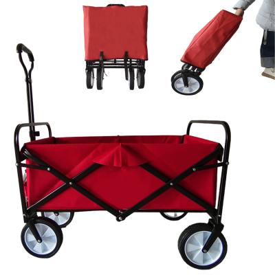 China Outdoor Garden Folding Wagon PVC Wheels Narrow Wheel Stretch Handle for sale