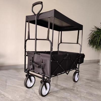 China Collapsible Foldable Wagon With Removable Canopy Utility Folding Wagon With 360 Degree Swivel Wheels for sale