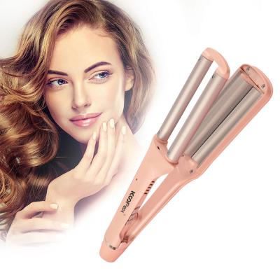 China Adjustable Ceramic Electric Hair Curler Triple Barrel 45W Beauty Salon Household for sale
