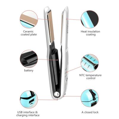 China 4000mAh USB Mini Battery Powered Hair Straightener Lightweight Anti Frizz for sale