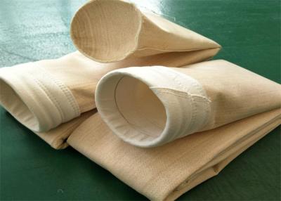 China Singeing Sewn Round Bottom Aramid Nomex Filter Bag 500-550 Gram for sale