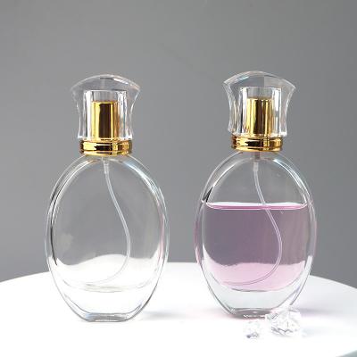 China Botella oval de cristal transparente del espray de perfume de la botella 50ml del espray de la botella de perfume en venta
