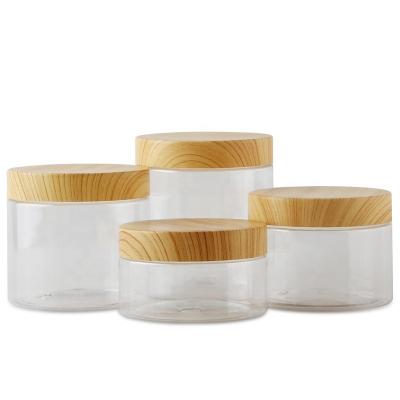 China Frosted Cosmetic Round Acrylic Jars With Bamboo Lids 7g-10g for sale