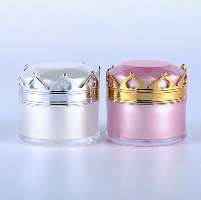 China Crown Cosmetics Cream Empty Jars With Gold Lids 5g 10g 15g for sale