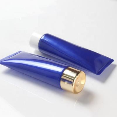 China Flip Lid Blue 100ml Cosmetic Squeeze Tube For Body Lotion for sale