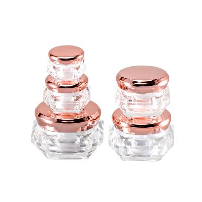 China 5g 10g 15g 20g 30g Rose Gold Cosmetic Packaging Containers Plastic Acrylic Cream Jar for sale