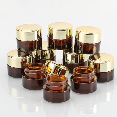 China 10g Brown Gold Cover Single Layer Eye Cream Essence Cosmetic Packaging Container for sale