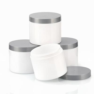 China Wholesale 120g White Single Layer PP Plastic Gray Lid Cosmetic Packaging Containers for sale