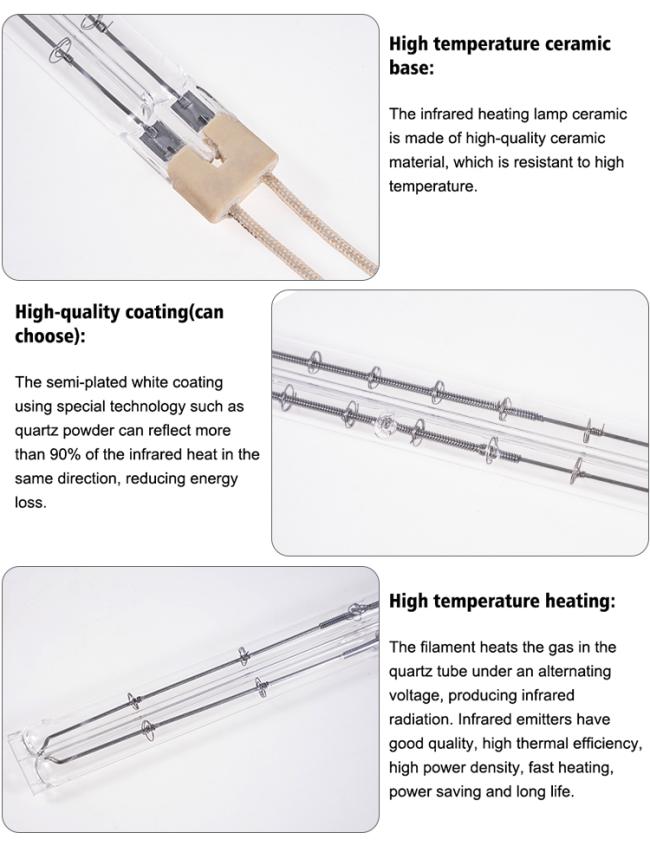 Various models of twin tube infrared lamps