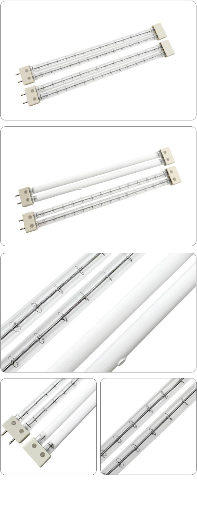 Transparent quartz infrared heater lamp showing clear tube design