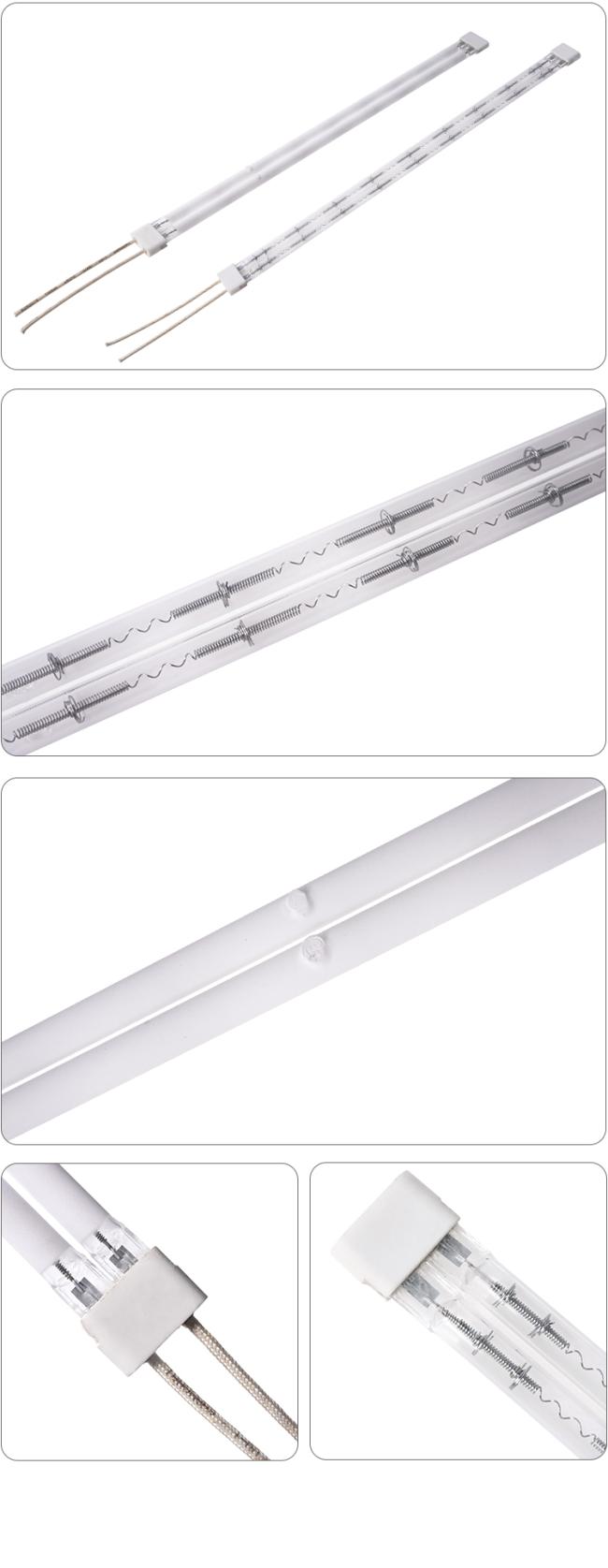 Single tube quartz short wave heating lamp