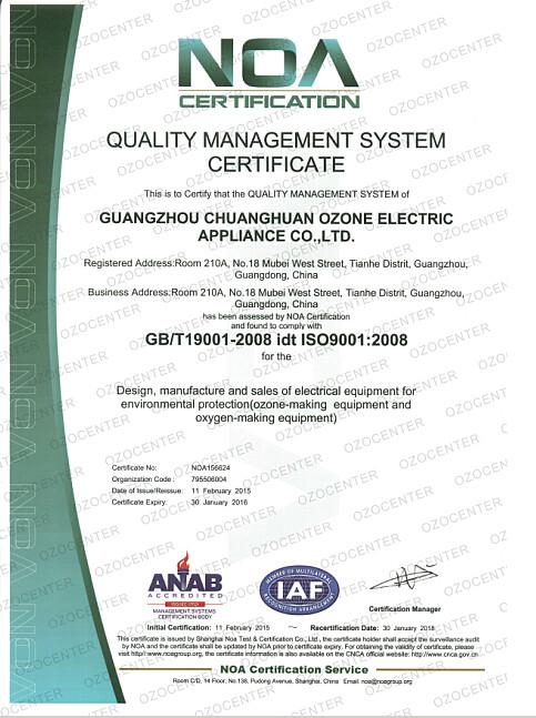 ISO 9001:2008 - Guangzhou OSUNSHINE Environmental Technology Co., Ltd