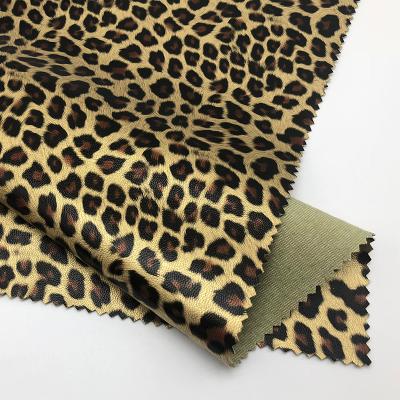 China Leopard Print Garment PU Leather Water Resistant 0.6mm Thickness Customized for sale