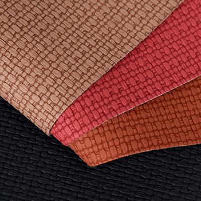 China 1.2mm Stylish Woven Pattern PVC Leather Handbag Placemat Wallpaper Decoration Cosmetic Box Packaging for sale
