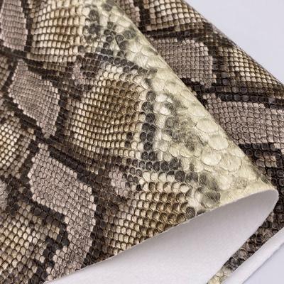 China Snake Pattern Handbag PU Leather Printed Imitation Cotton Velvet for sale