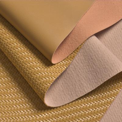 China 1.2mm Straw Mat Woven Pattern PVC Leather fashion handbag home decoration shoe material for sale