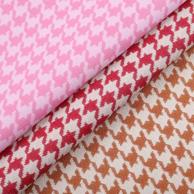 China Houndstooth PVC Leather For Bags Customized Printed Leather Fabric Material for sale