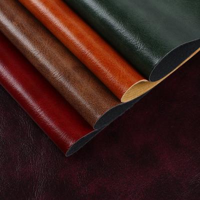 China Oil Wax Embossed PU Shoe Leather Faux Brushed Texture Eco Friendly for sale