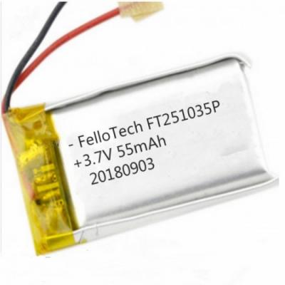China Wearable Device Use lipo Lithium Ion Polymer Battery 3.7V 55mAh for sale