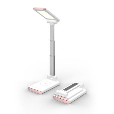 China Office Tablet Desk Led Lamp Holder Folding Foldable Desk Lamp Qi Wireless Charger for sale