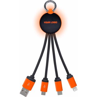 China 3 In 1  Keychain Length 20cm Fast Charging USB Cables Custom Logo for sale