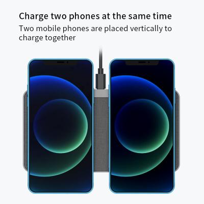 China Dual Coil Fast 15w Desktop Wireless Charger Duo Pad For  for sale