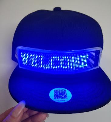 China send message by phone bluetooth LED message cap rechargeable Fashion LED rolling message hat support gif dispaly led cap for sale